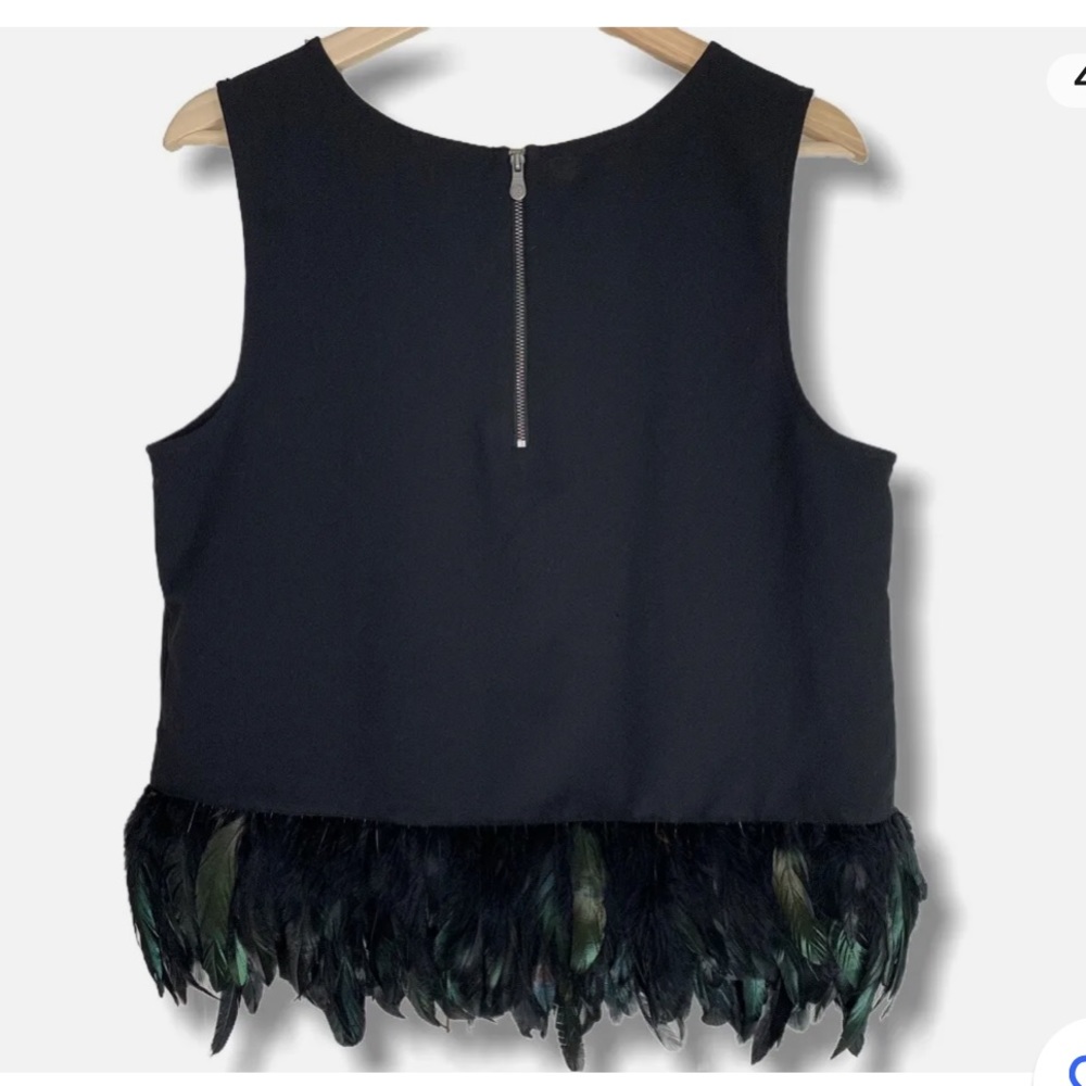 (NWT)🛍️NICOLE BY NICOLE MILLER 10 YR ANNIV SLEEVELESS BLOUSE-FEATHER TOP SZ LRG - Picture 2 of 14